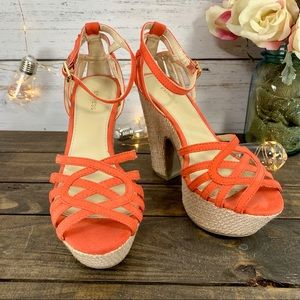 EXPRESS Orange Strappy Platform Sandals